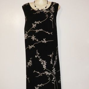 John Roberts Dress 1X Black Lined Mid-calf E423